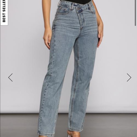 COPY - ASYMMETRICAL HIGH RISE BOYFRIEND JEANS Windsor - Picture 1 of 3